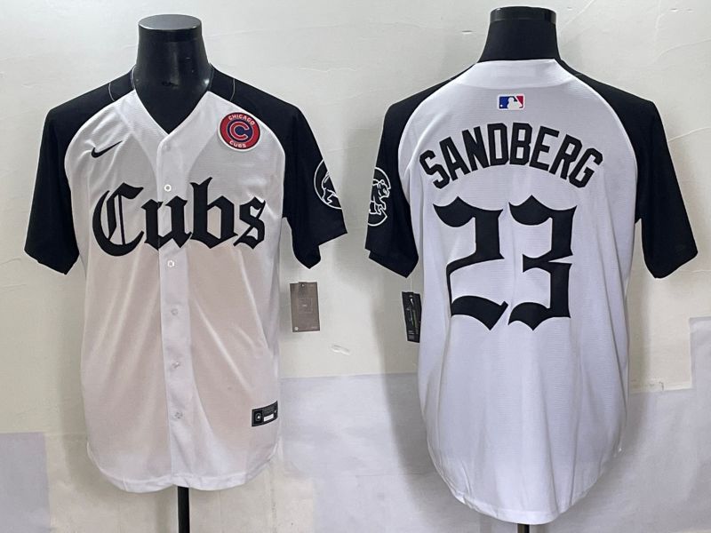 Men 2025 Chicago Cubs #23 Sandberg White black Five generations Joint Name Nike MLB Jersey style 6239->chicago cubs->MLB Jersey